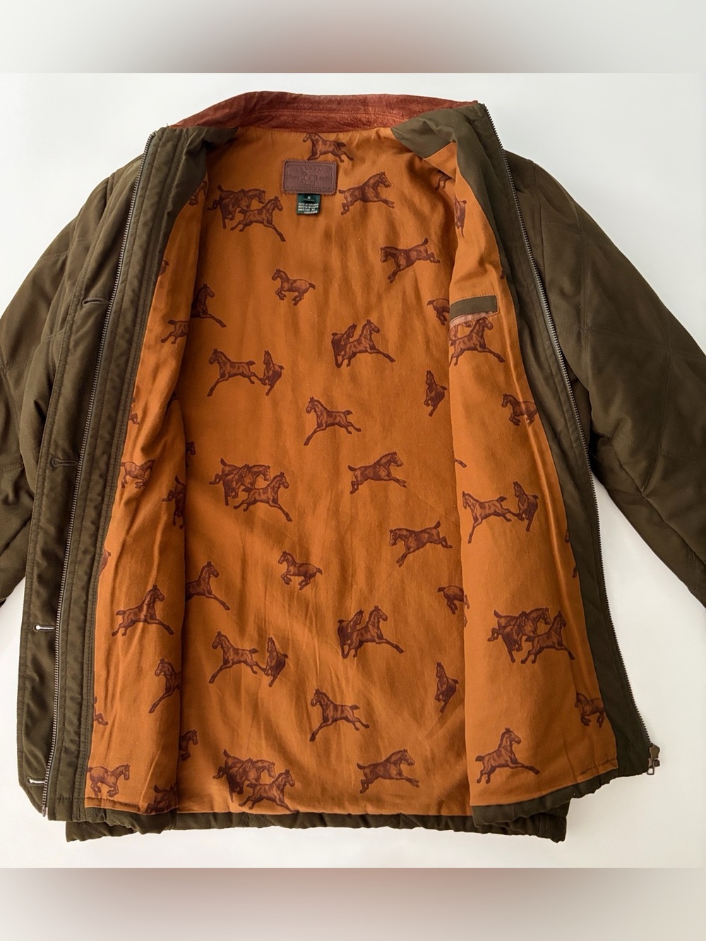 Vintage Lauren Ralph Lauren Barn Jacket Quilted Field Coat Olive Green Small - Picture 4 of 16